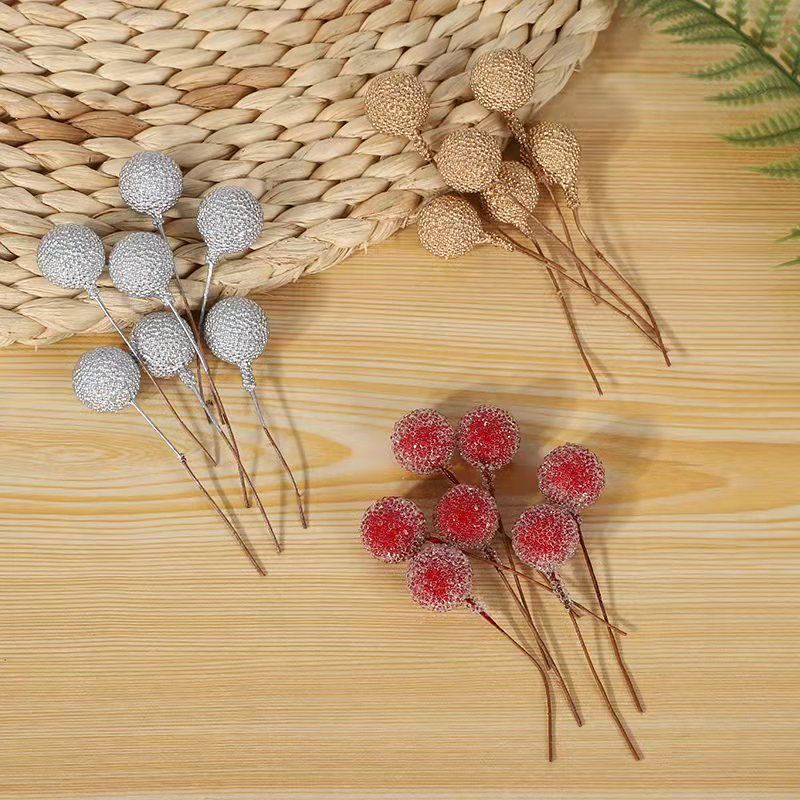 30 Pieces Artificial Berries Fake Mini Simulation Bouquet Cherries for DIY Christmas Garlands Wreaths Home Office - Multicolor
