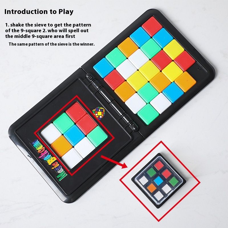 Block Game Shape Matching Intelligence Board Game for Family Game Nights Spin Rubiks Race Pack Travel Sized Game