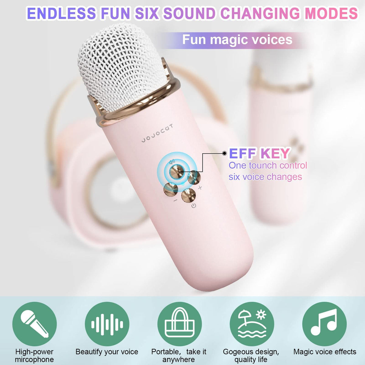 Mini Karaoke Machine,Karaoke Machine for Kids and Adults,Cute Karaoke with Microphone Set,Portable Bluetooth (Pink)
