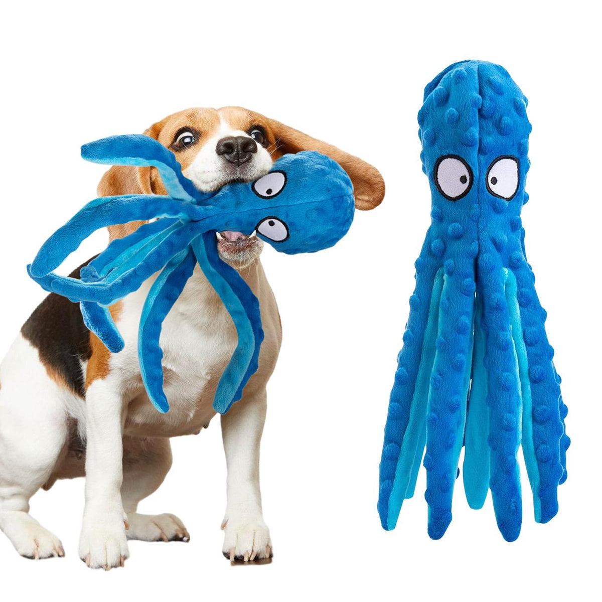 Squeaky Dog Toy, Octopus Toys for Aggressive Chewers, Tough No Stuffing Plush Large Dogs, Crinkle Interactive Puppy