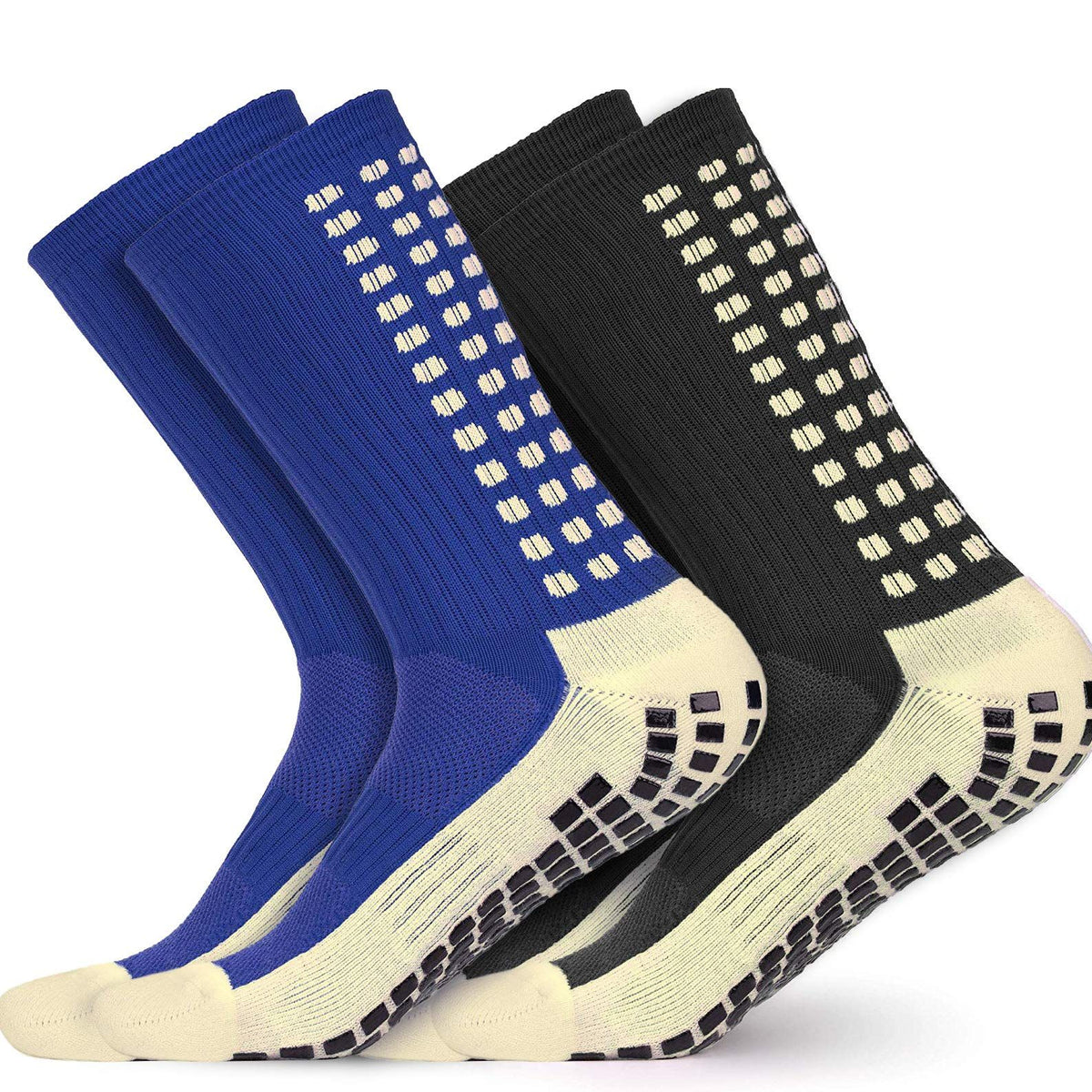 2 Pair Anti Slip Soccer/Football/Basketball/Hockey Yoga Sports Socks with Grips for Adults Shoe (2 Pair Anti Slip Ankle Socks)