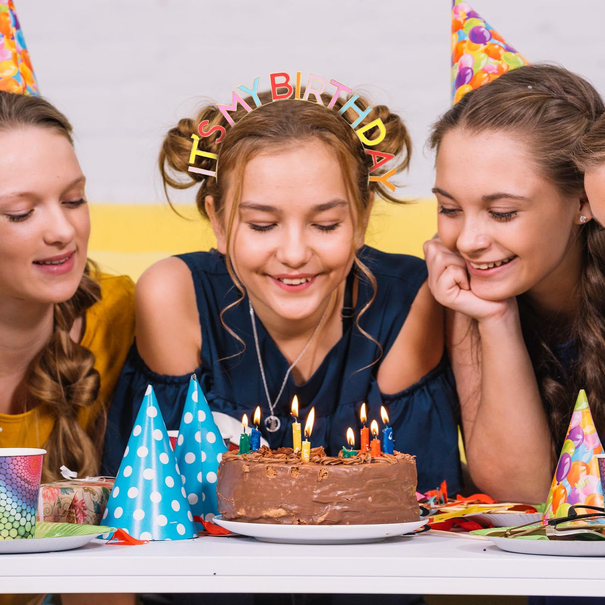 'It's My Birthday' Alloy Headband, One, Multicolor Happy Birthday Crown Rainbow It's My Birthday Alloy Headband Birthday Headpiece