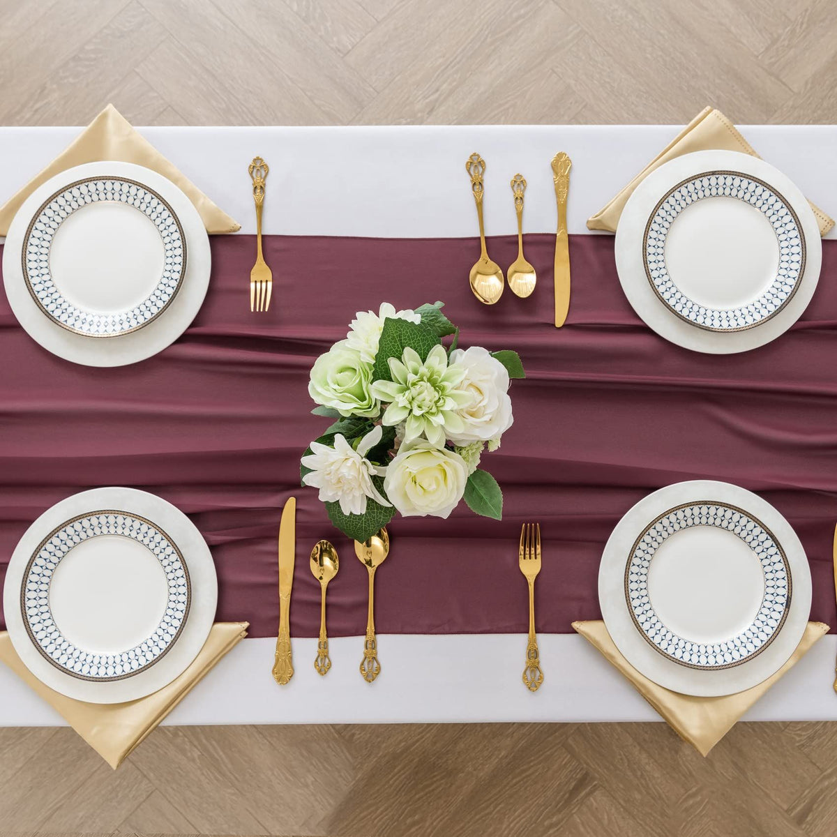 Burgundy Table Runner Chiffon Table Runner for Wedding Sheer Table Runner 27x120 Inches Romantic Tulle Table Runner for