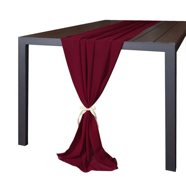 Burgundy Table Runner Chiffon Table Runner for Wedding Sheer Table Runner 27x120 Inches Romantic Tulle Table Runner for