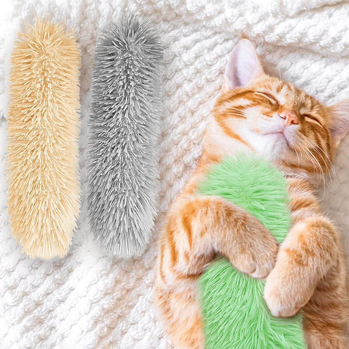 3PCS  Soft and Resistant Pillows Toy - Interactive Cat Kicker Toy with Catmint and Crinkle Plush Cat Chew  Clean Toy for Small Cats