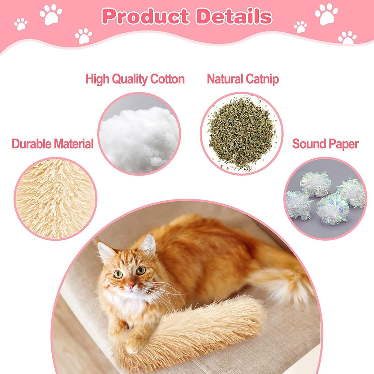 3PCS  Soft and Resistant Pillows Toy - Interactive Cat Kicker Toy with Catmint and Crinkle Plush Cat Chew  Clean Toy for Small Cats