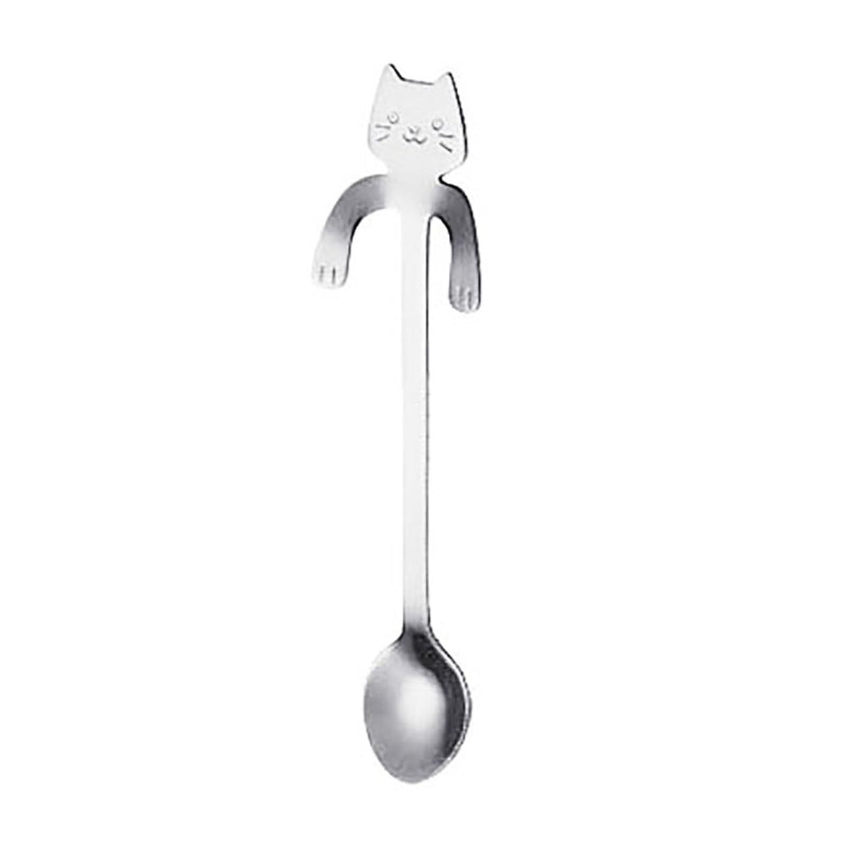 2PCS，Tablespoon Scoop Cartoon Cats Long Handle Stainless Steel Coffee Tea Hanging Spoon Kitchen Supplies Coffee Spoon Food Spoon Shovel