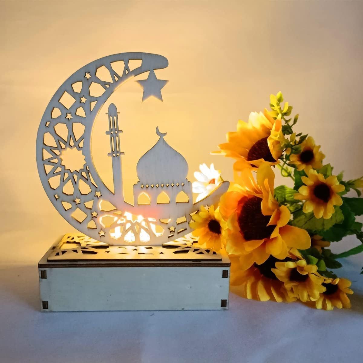 Crafts Night Light 3D Handmade LED Lights Eid Ornaments Gift for Muslims,  Family Friend Home Bedroom Decor