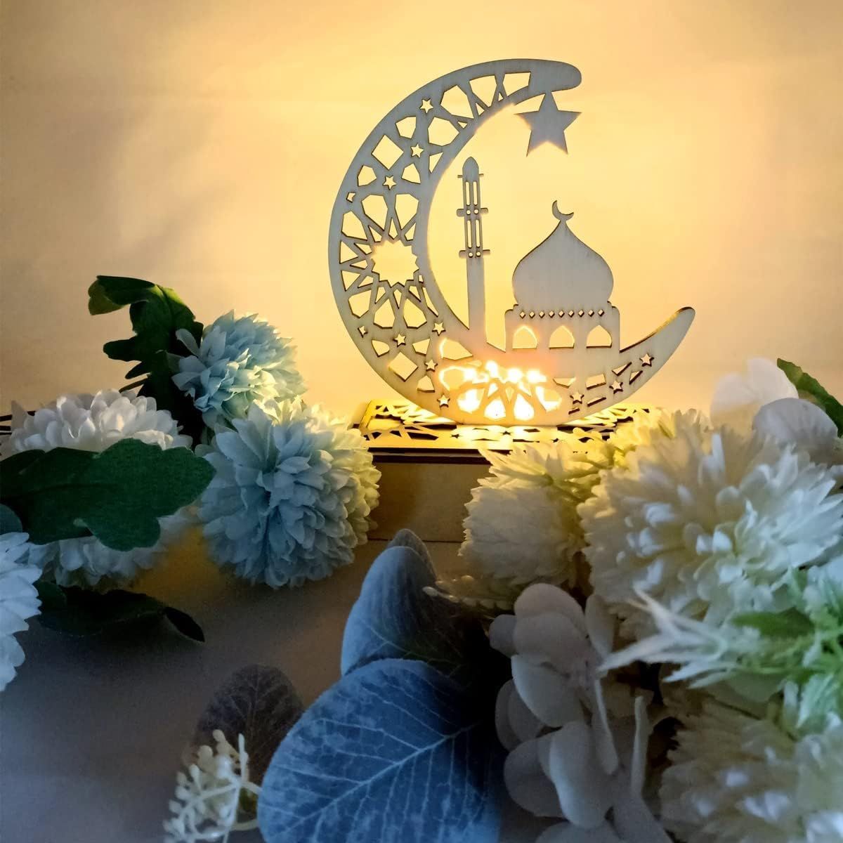 Crafts Night Light 3D Handmade LED Lights Eid Ornaments Gift for Muslims,  Family Friend Home Bedroom Decor