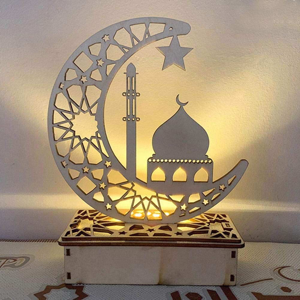 Crafts Night Light 3D Handmade LED Lights Eid Ornaments Gift for Muslims,  Family Friend Home Bedroom Decor