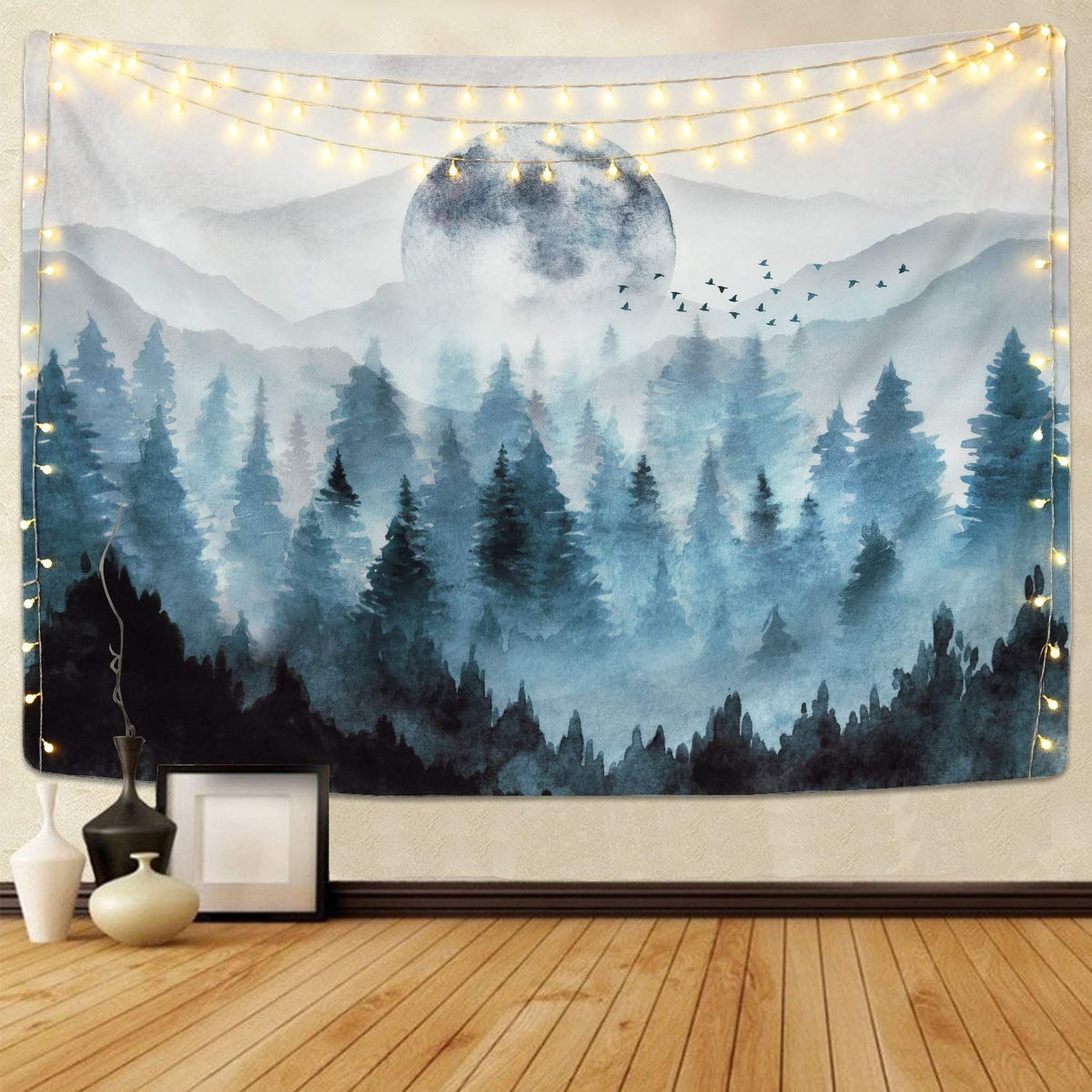 Misty Forest Tapestry Foggy Mountain Tapestry Magical Tree Tapestry Nature Tapestry Woodland Tapestry
