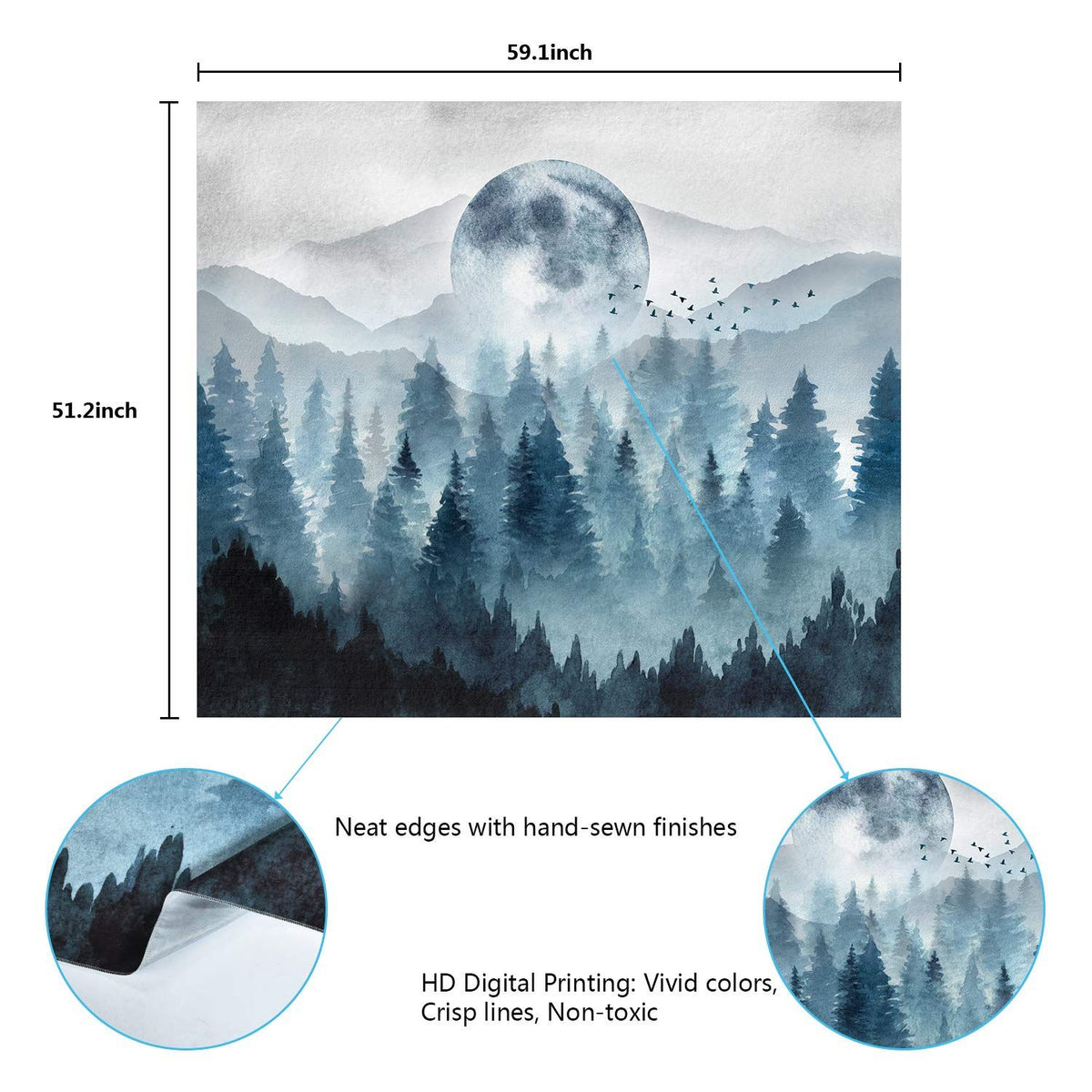 Misty Forest Tapestry Foggy Mountain Tapestry Magical Tree Tapestry Nature Tapestry Woodland Tapestry