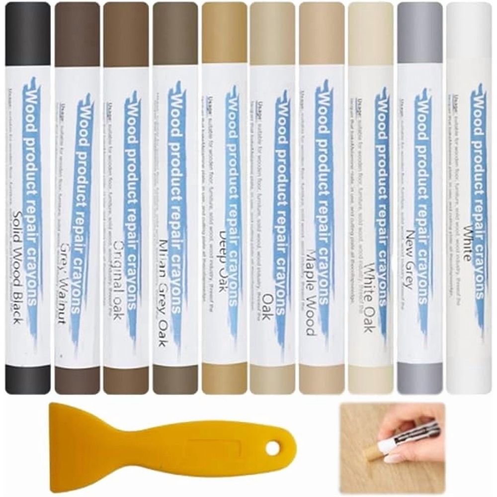 Wood Furniture Scratch Repair Wax Crayons, Furniture Scratch Repair Wax Crayons, Furniture Markers Touch Up, Scratch and Dent Filler Stick for Wood Surface Filler