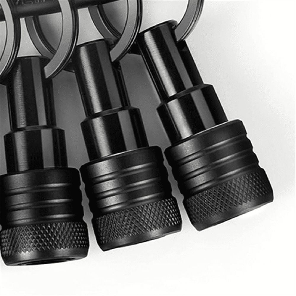 6PCS Bit Holders Keychain, 1/4 Inch Hex Shank Bit Holders, Quick-Change Design for Nut Driver, Screw Black Metal