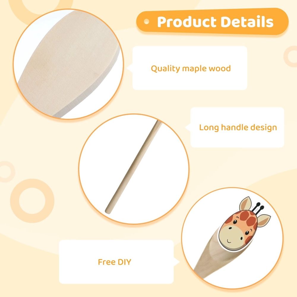 50PCS Long Wooden Spoons for Cooking, 12" Kitchen Wooden Spoons for Crafts, Long Handle Wood Spoons Oval Wood Mixing Spoons Baking Mixing Serving Craft Utensils