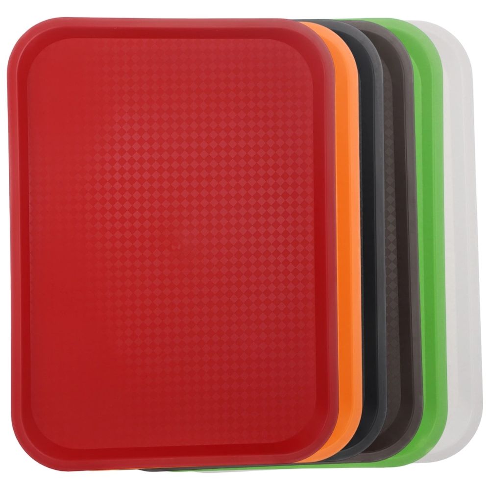 6PCS Large Plastic Serving Trays, 16.1" x 12.2" x 0.8" Rectangular Fast Food Serving Tray with Non-Slip Surface, Multicolor Trays for Lunch, Restaurant Café Craft Service Carts Use