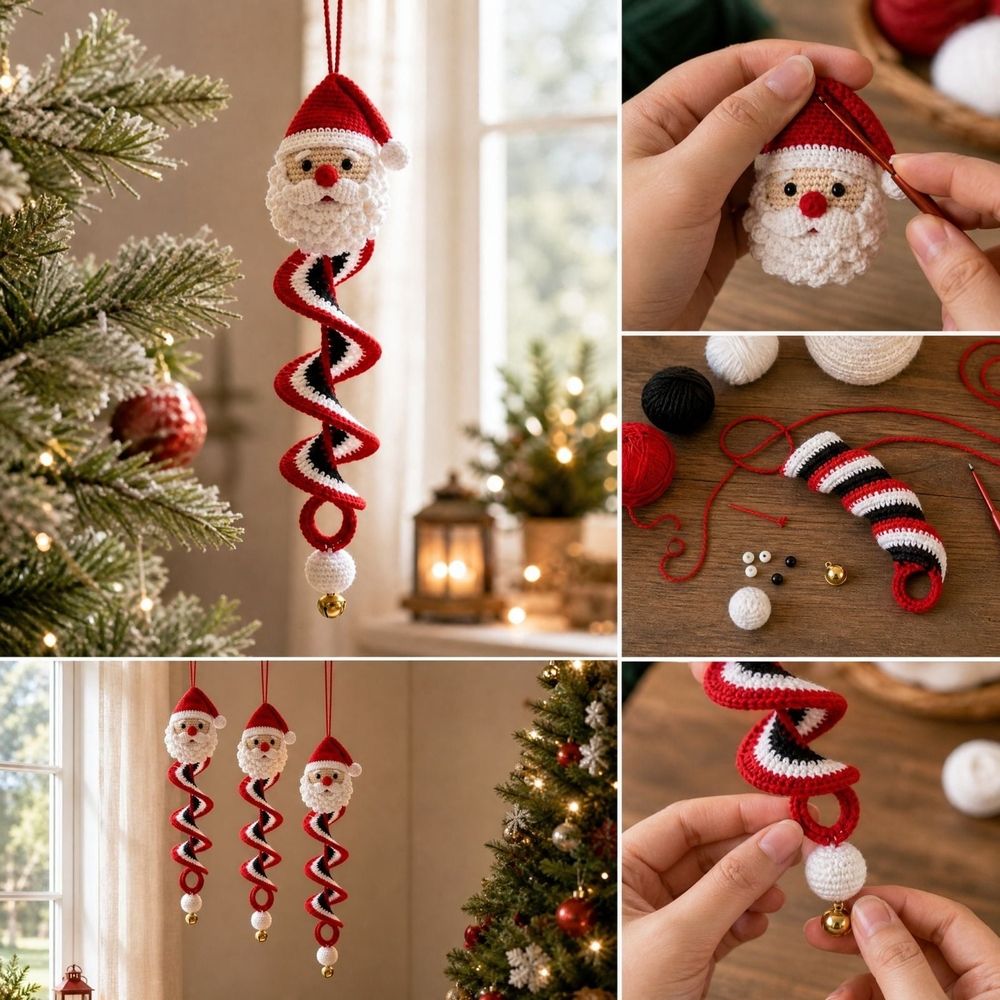 Crochet Christmas Tree DIY Kit for Beginners, Handmade Holiday Tabletop Decor Set with Soft Yarn and Tools, Christmas Craft Kit for Adults and Teens, DIY Gift Making Supplies, Style A
