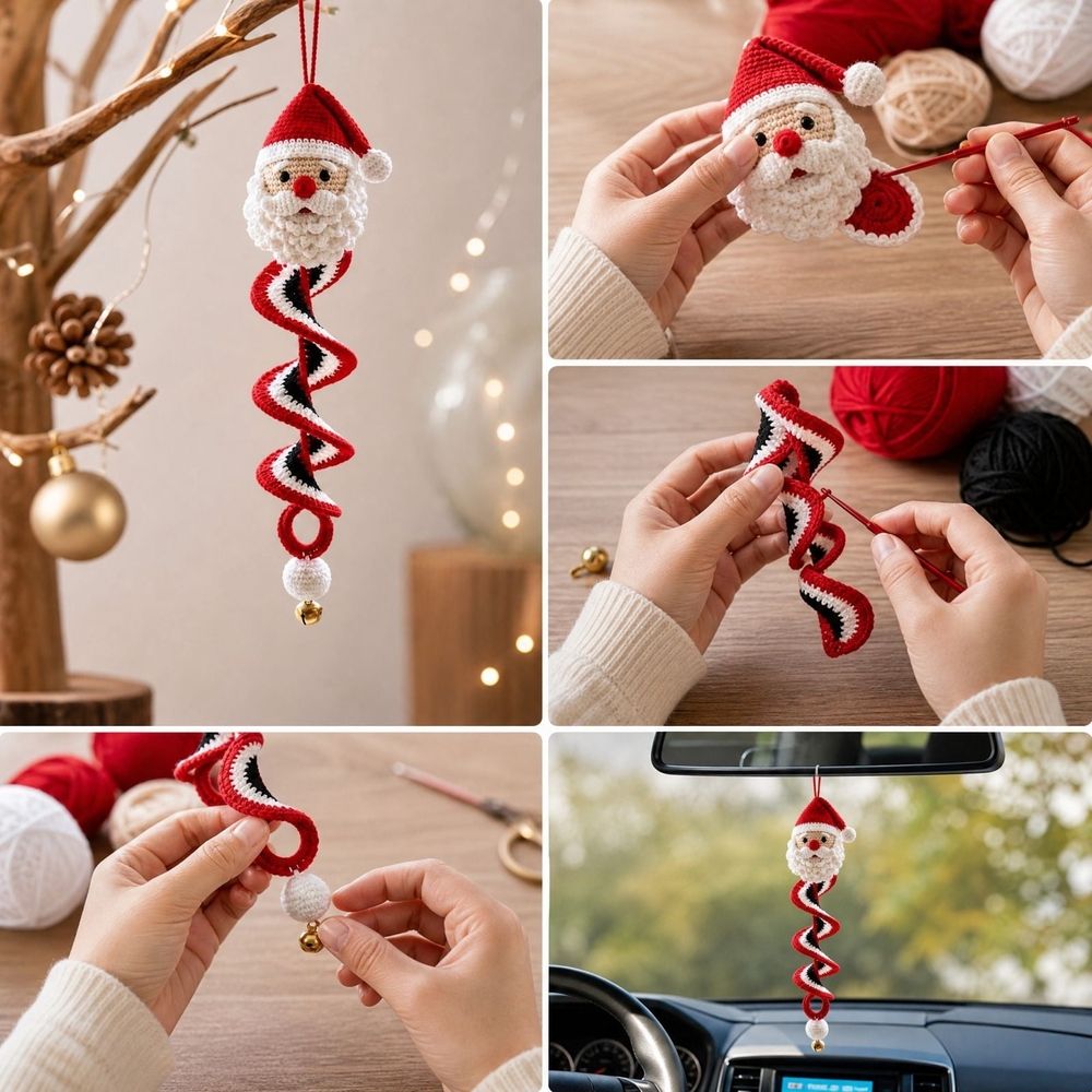 Crochet Christmas Tree DIY Kit for Beginners, Handmade Holiday Tabletop Decor Set with Soft Yarn and Tools, Christmas Craft Kit for Adults and Teens, DIY Gift Making Supplies, Style A