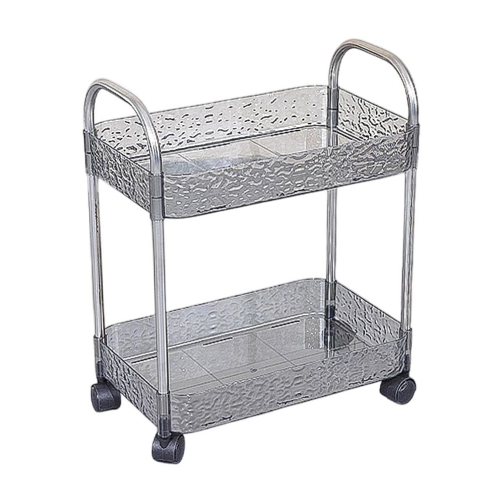 2-Tier Utility Rolling Cart Storage Organizer, Under Desk Mobile Trolley Organizer With Handle For Office Home Kitchen Organization