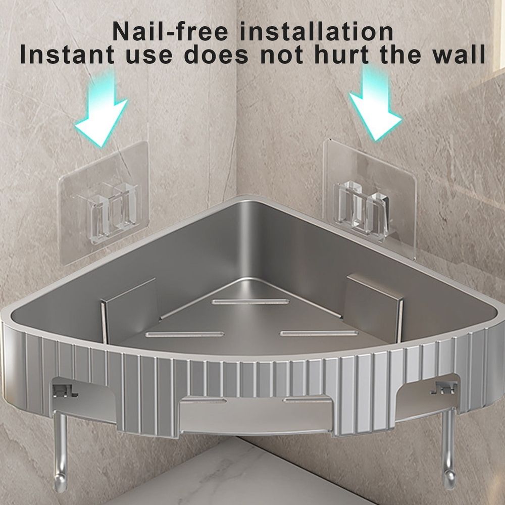Corner Shower Caddy Suction Cup, Corner Shower Shelf, Removable Bathroom Storage Rack, Wall Mounted Organizer Shelves Storage Rack With Hooks For Bathroom