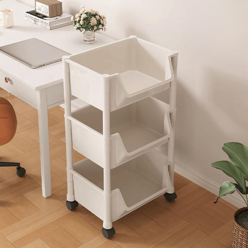 3 Tier Rolling Cart Organizer, Plastic Rolling Cart With Wheels, Mobile Storage Shelf, Multi-Functional Utility Cart Storage Cart For Nursery, Kitchen, Bathroom, Office