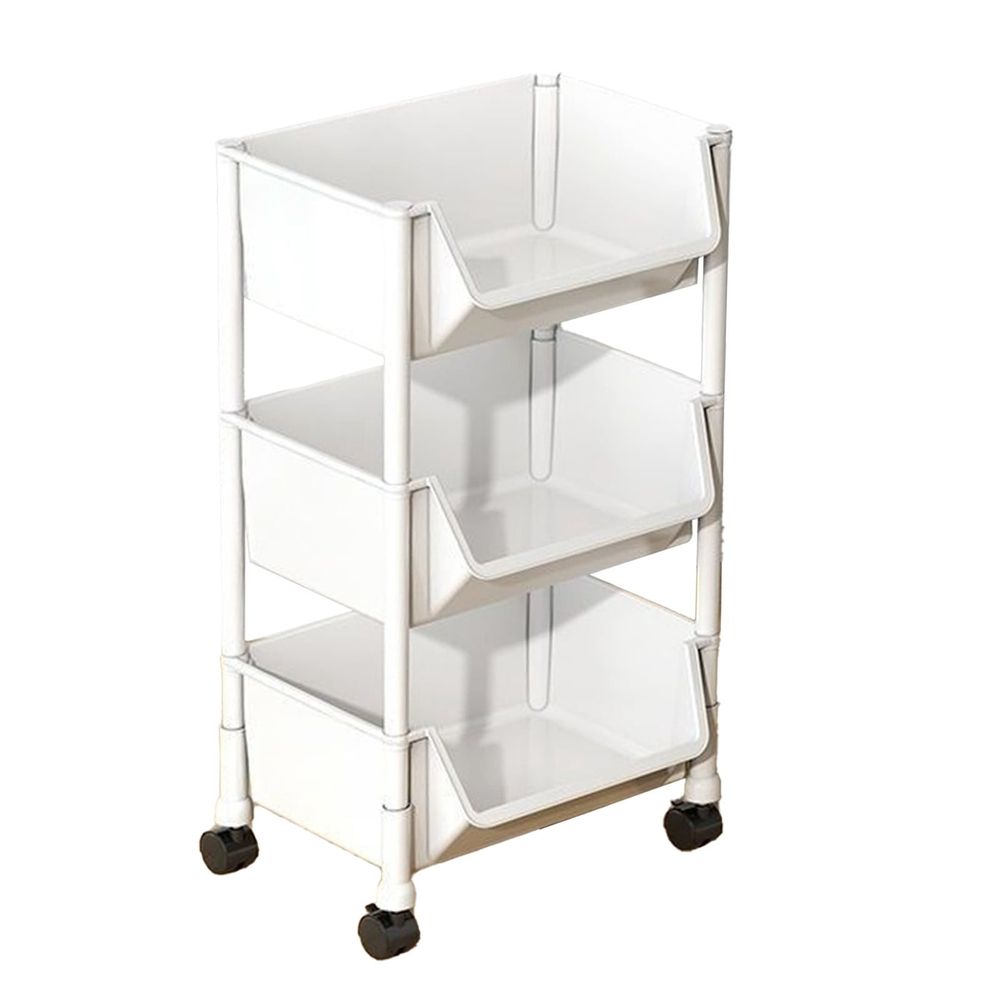 3 Tier Rolling Cart Organizer, Plastic Rolling Cart With Wheels, Mobile Storage Shelf, Multi-Functional Utility Cart Storage Cart For Nursery, Kitchen, Bathroom, Office