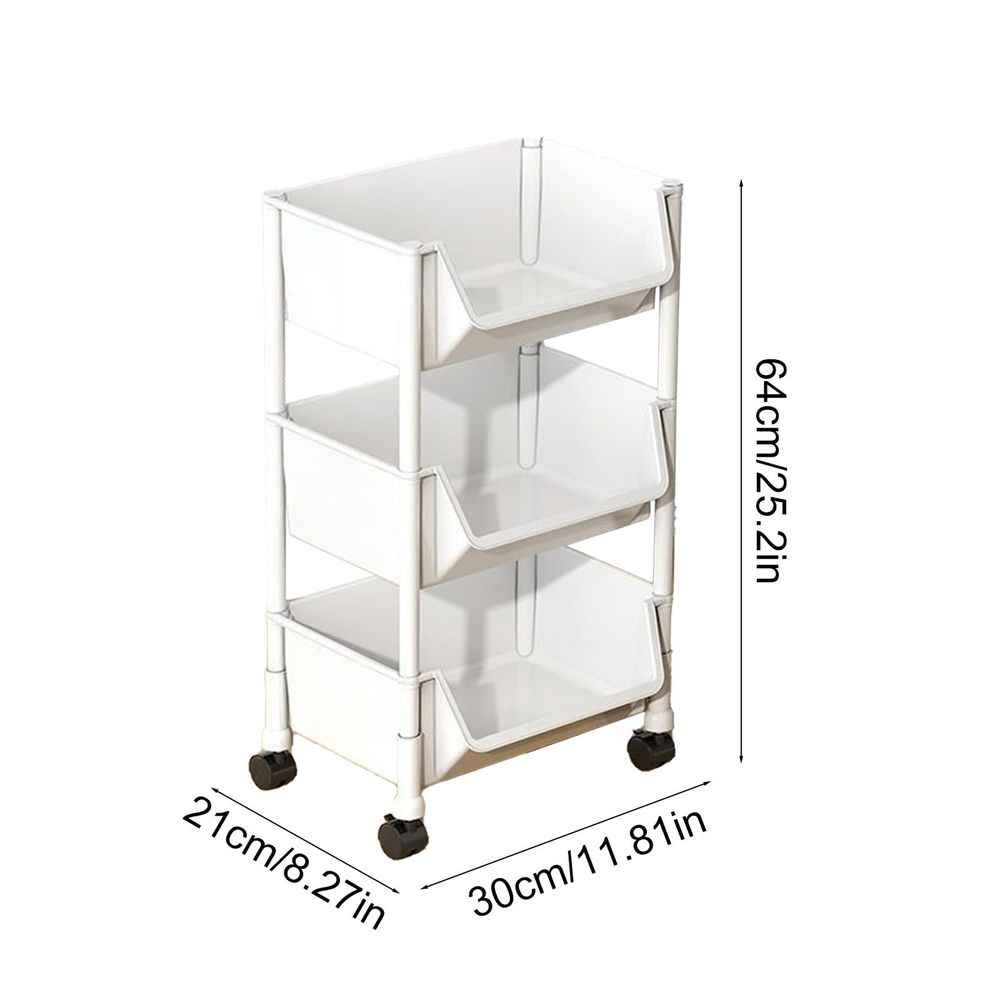 3 Tier Rolling Cart Organizer, Plastic Rolling Cart With Wheels, Mobile Storage Shelf, Multi-Functional Utility Cart Storage Cart For Nursery, Kitchen, Bathroom, Office