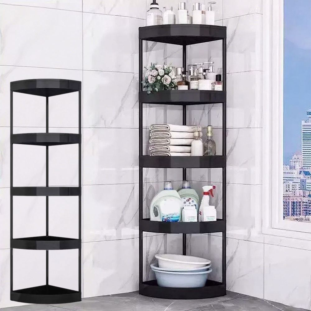 5 Tier Floor Standing Shower Caddy Corner, Bathroom Shelves Stand Rack, Shower Organizer, Plastic Shower Rack Stands For Inside Bathroom, Bathtub, Shower