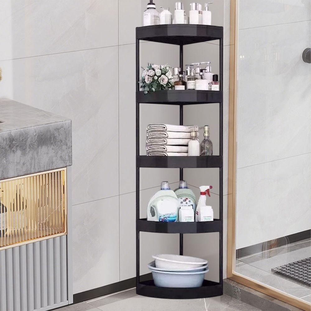 5 Tier Floor Standing Shower Caddy Corner, Bathroom Shelves Stand Rack, Shower Organizer, Plastic Shower Rack Stands For Inside Bathroom, Bathtub, Shower