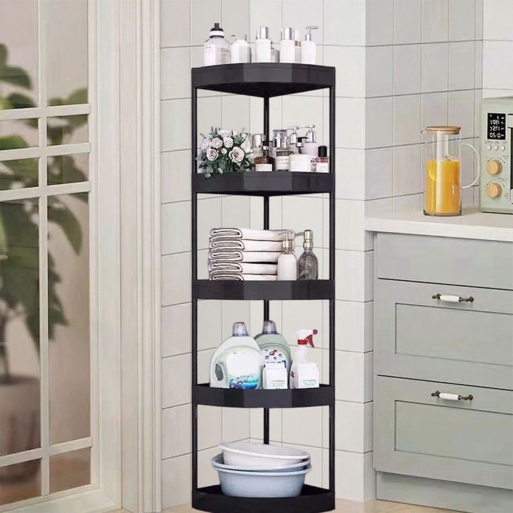 5 Tier Floor Standing Shower Caddy Corner, Bathroom Shelves Stand Rack, Shower Organizer, Plastic Shower Rack Stands For Inside Bathroom, Bathtub, Shower