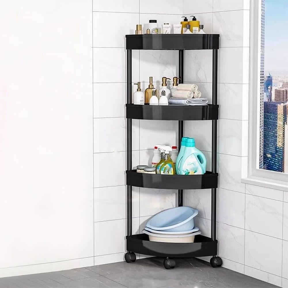 4-Tier Rolling Utility Cart, Movable Storage Organizer With Wheels, Multi-Functional Storage Trolley For Office, Living Room, Kitchen