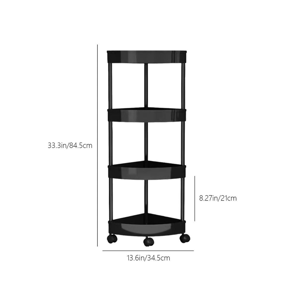 4-Tier Rolling Utility Cart, Movable Storage Organizer With Wheels, Multi-Functional Storage Trolley For Office, Living Room, Kitchen