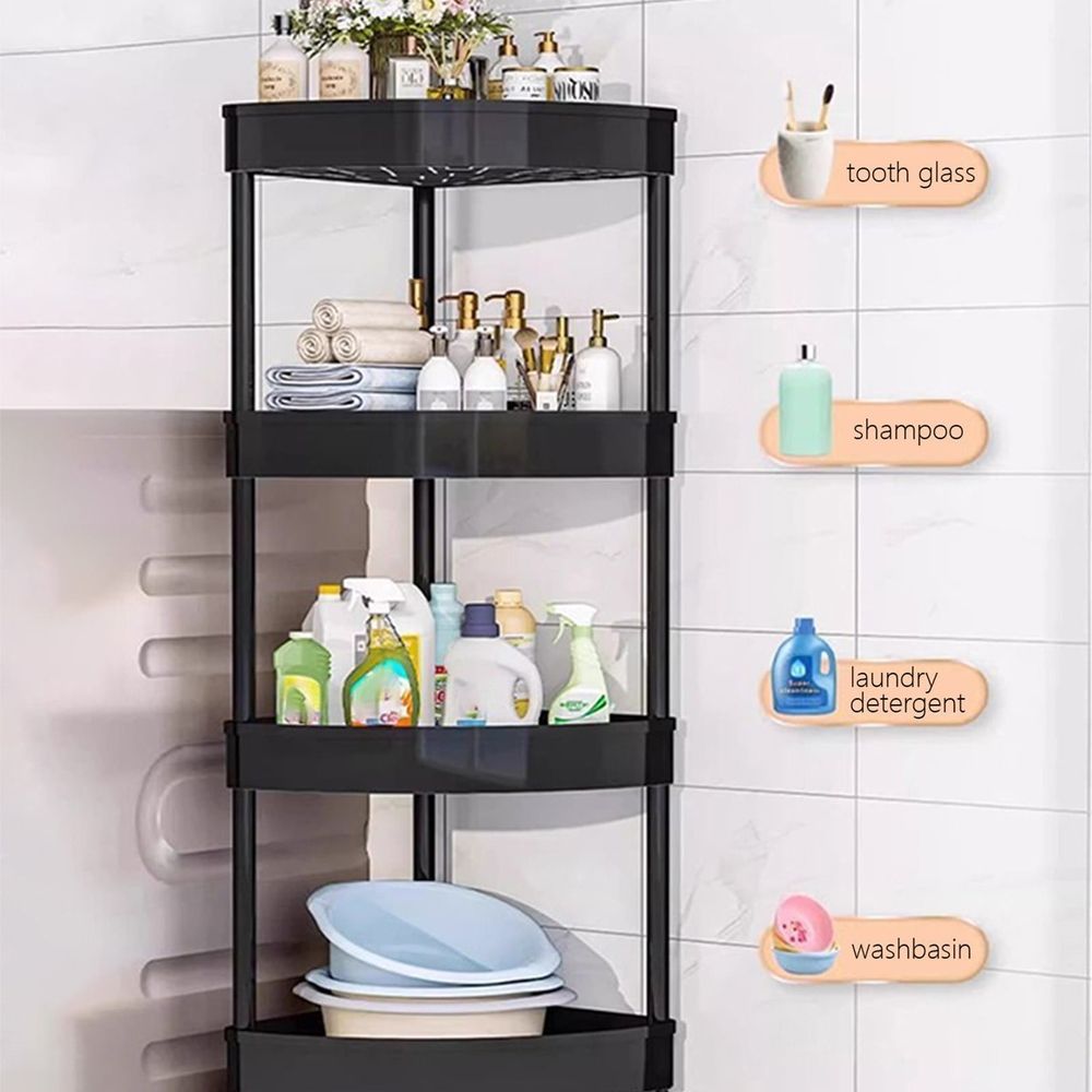 4-Tier Rolling Utility Cart, Movable Storage Organizer With Wheels, Multi-Functional Storage Trolley For Office, Living Room, Kitchen