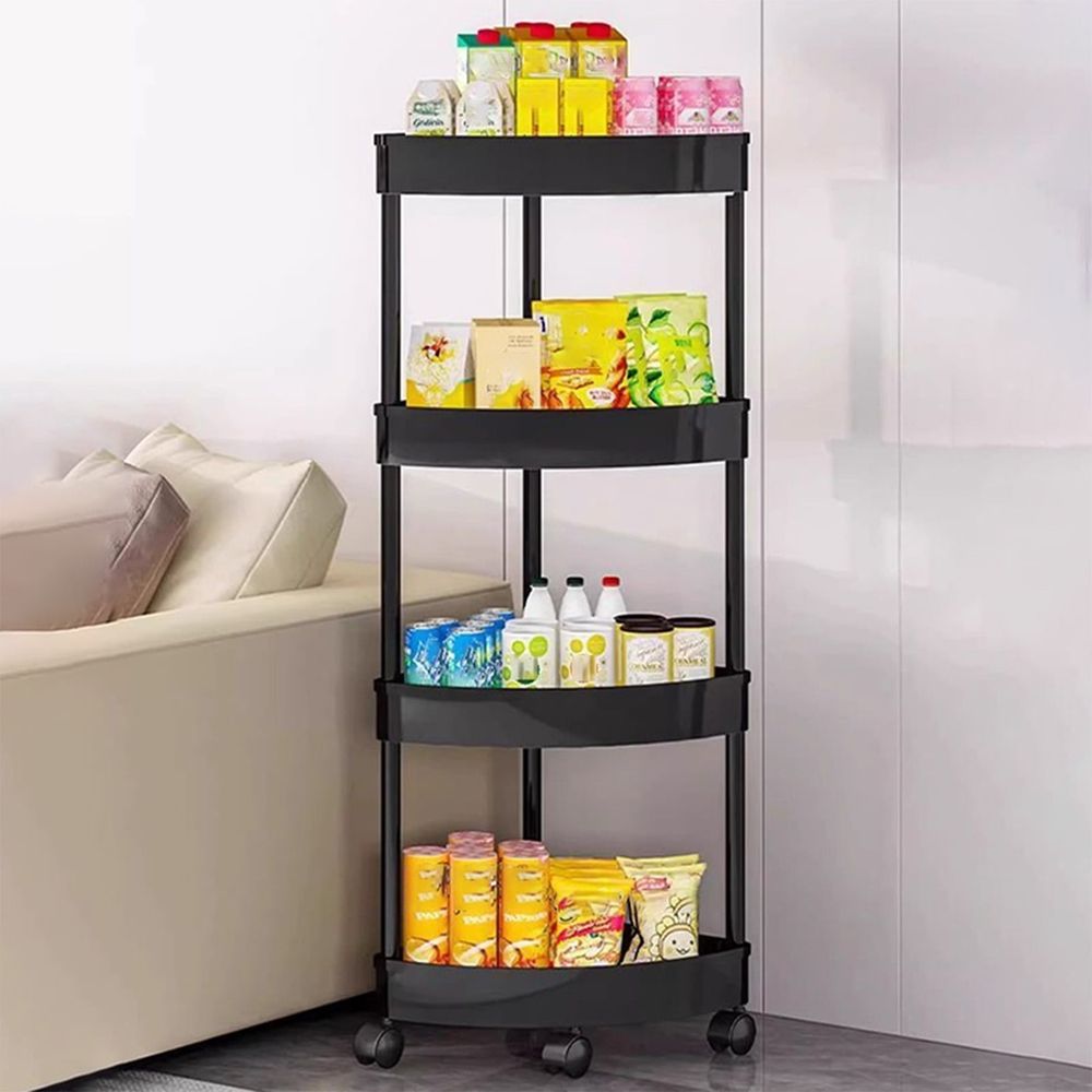 4-Tier Rolling Utility Cart, Movable Storage Organizer With Wheels, Multi-Functional Storage Trolley For Office, Living Room, Kitchen