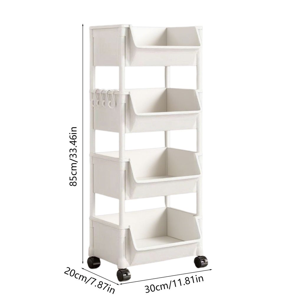 3-Tier Rolling Utility Cart With Wheels, Movable Storage Organizer, Multi-Functional Storage Trolley For Bathroom, Laundry, Living Room, Kitchen