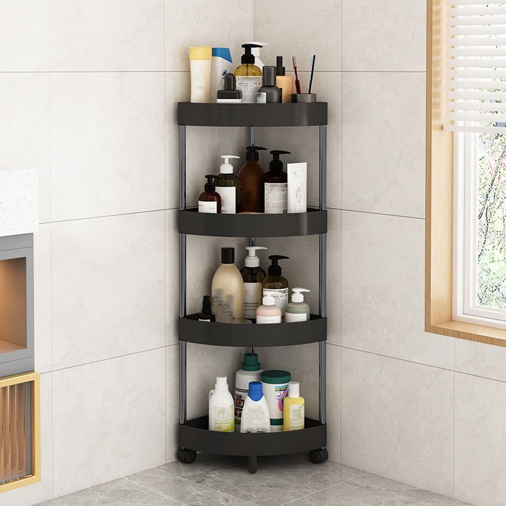 Corner Shower Caddy Standing, Rustproof Plastic Shower Caddy, Floor Corner Shelf, Corner Stand Shower Shelf Storage Rack For Bathroom
