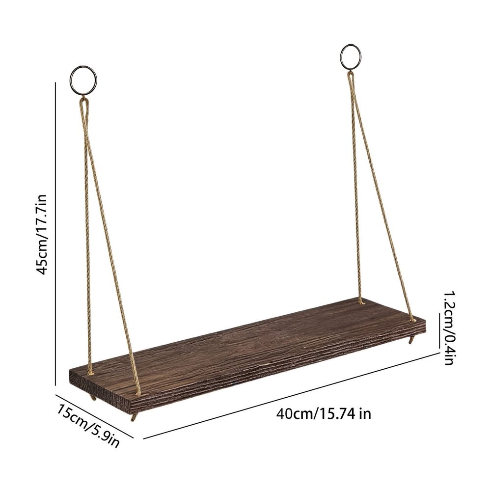 Wooden Hanging Rope Storage Rack Wall Mounted Floating Shelf Natural Solid Wood Adjustable Hemp Rope High Load Bearing For Living Room Bedroom Balcony Bathroom Entryway Home Wall Decor Storage