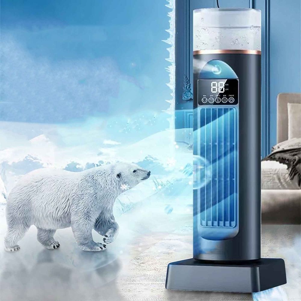 Desktop Spray Tower Fan, USB Cooling Fan with Remote, Portable Air Conditioner Fan for Home Office Desk, Black