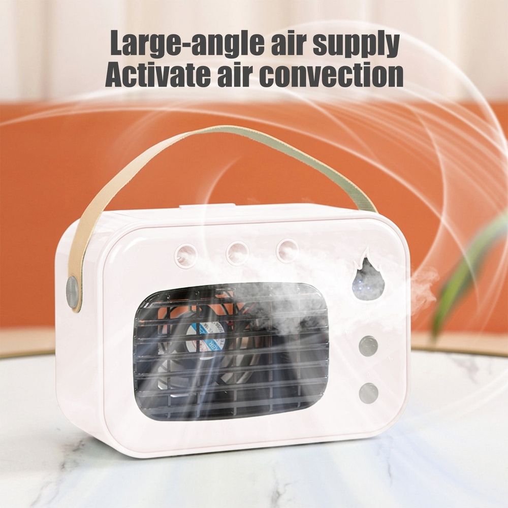 Quiet Portable Water-Cooled Fan 8.66x3.74x6.3In, 3‑Speed Wind, Desktop Air Cooler for Home Dorm Desk Bedroom(White)