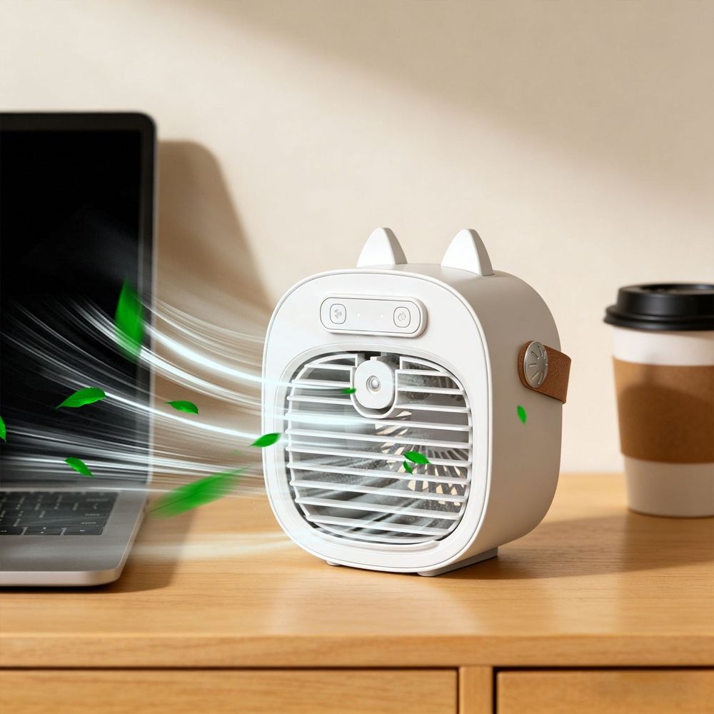 Small Home Fan, High Wind Power Desk Fan, Humidification Function, Quiet Cooling Wind, A