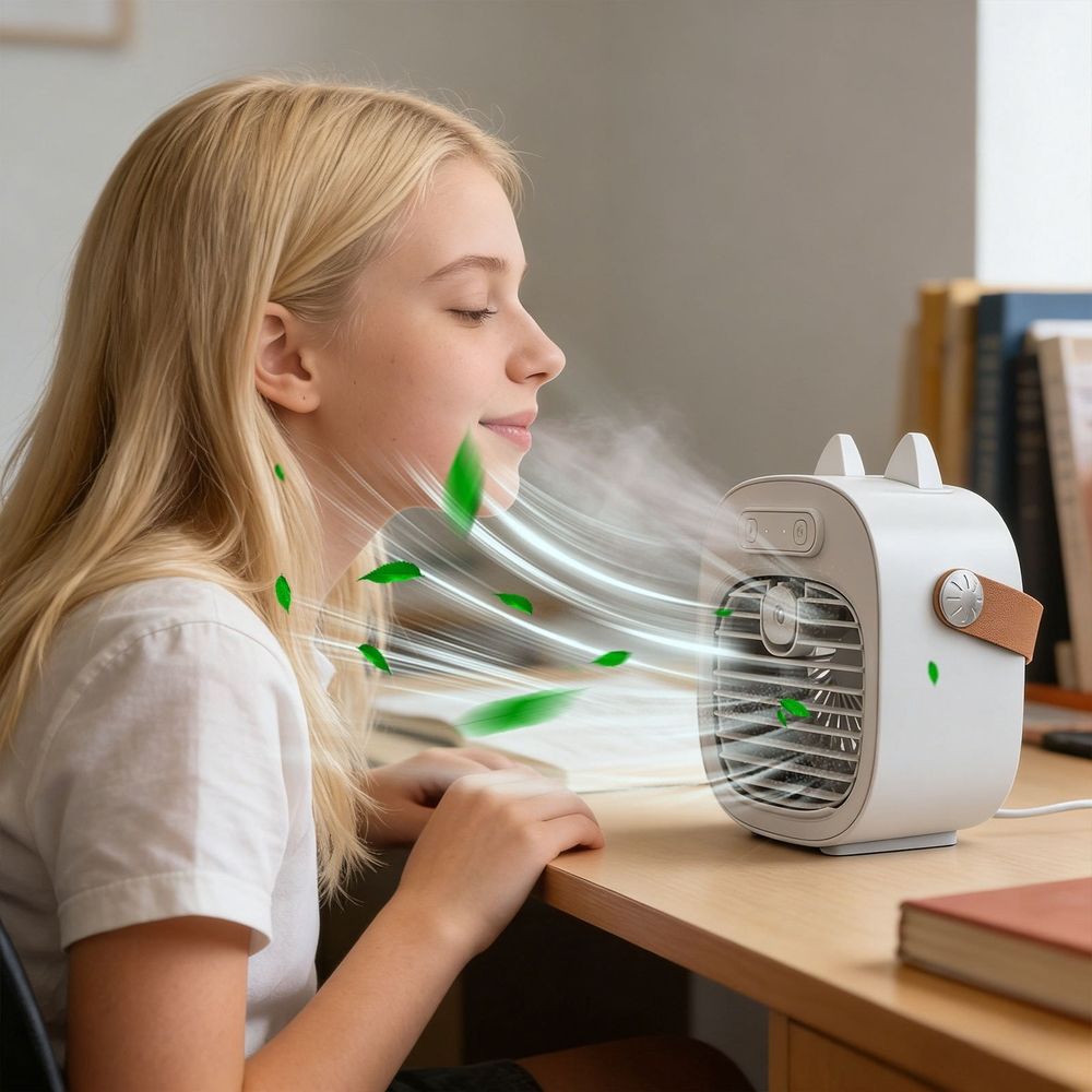 Small Home Fan, High Wind Power Desk Fan, Humidification Function, Quiet Cooling Wind, A