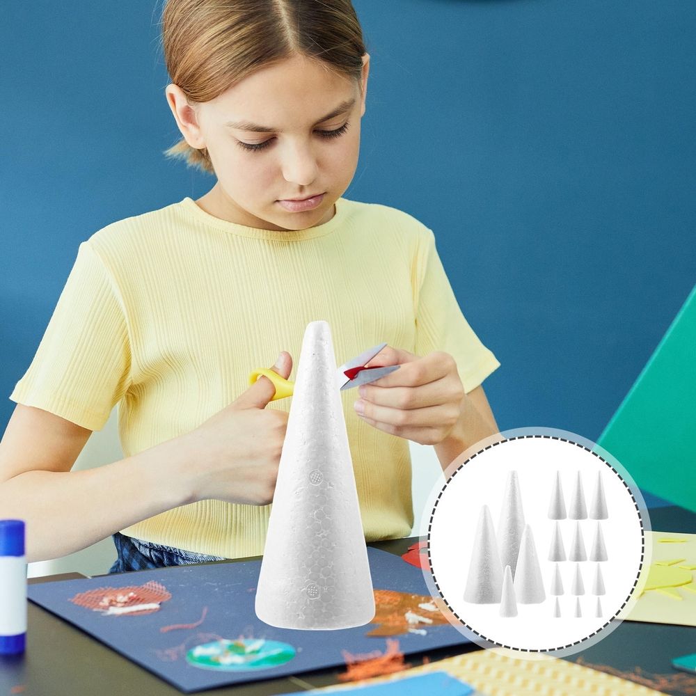 White Foam Christmas Tree Decorations for DIY Crafts and School Projects 16Pcs