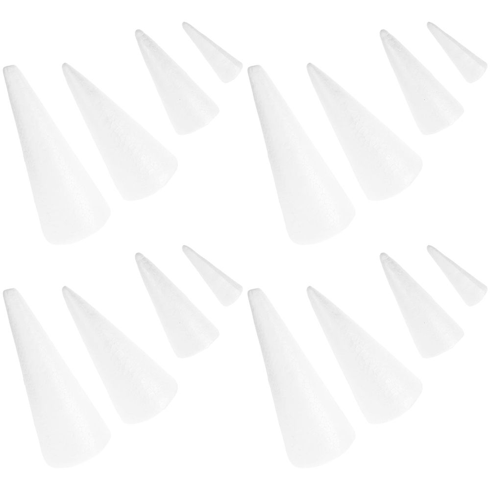 White Foam Christmas Tree Decorations for DIY Crafts and School Projects 16Pcs