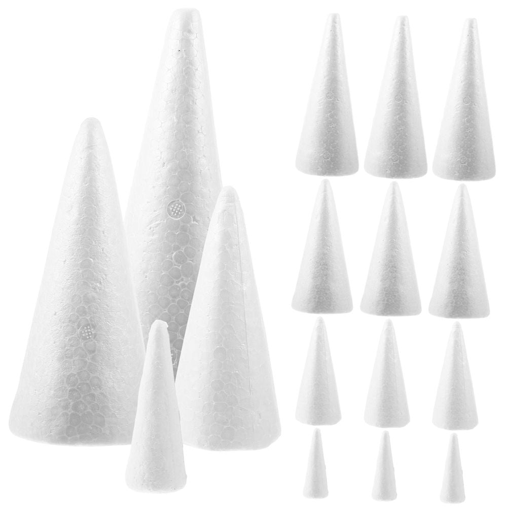 White Foam Christmas Tree Decorations for DIY Crafts and School Projects 16Pcs