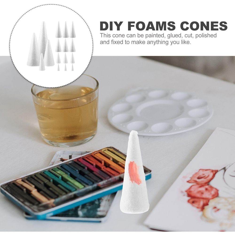 White Foam Christmas Tree Decorations for DIY Crafts and School Projects 16Pcs