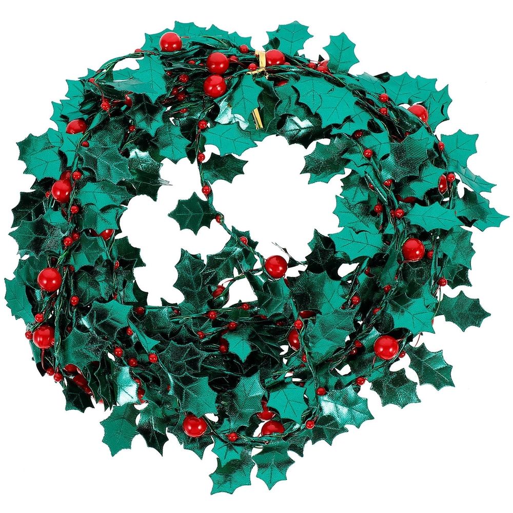 Christmas Tinsel Garland for Holiday Decoration, Craft Green Iron Wire, 1 Roll 197 x 1.4 x 0.3 Inches