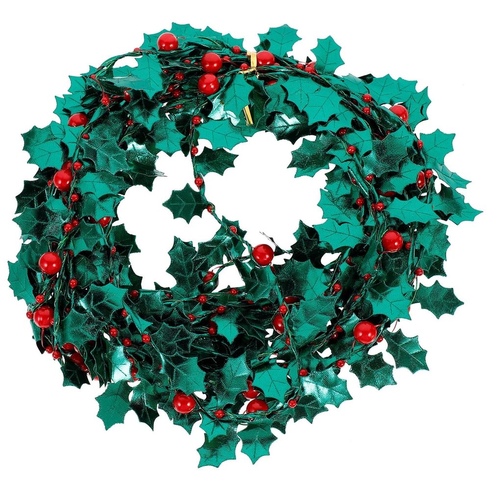 Christmas Tinsel Garland for Holiday Decoration, Craft Green Iron Wire, 1 Roll 197 x 1.4 x 0.3 Inches