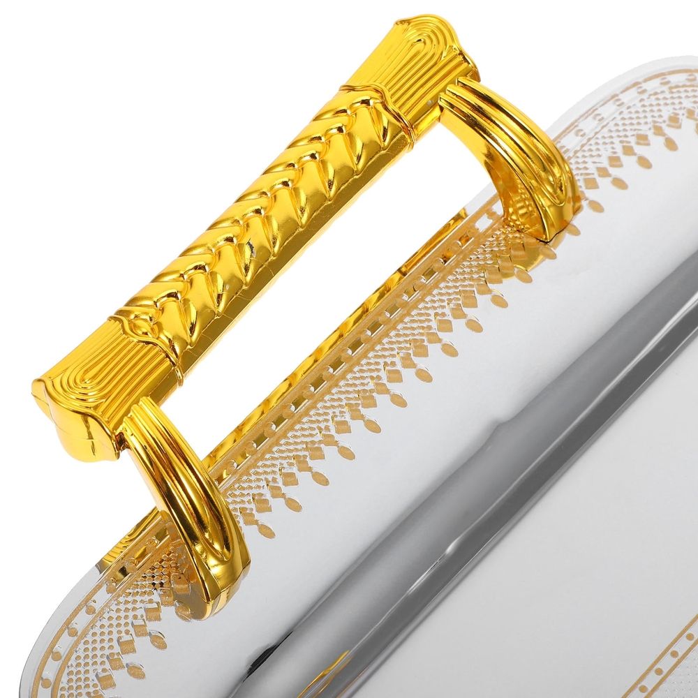 Hotel Kitchen Serving Tray, Golden Double Handle Design, and Practical