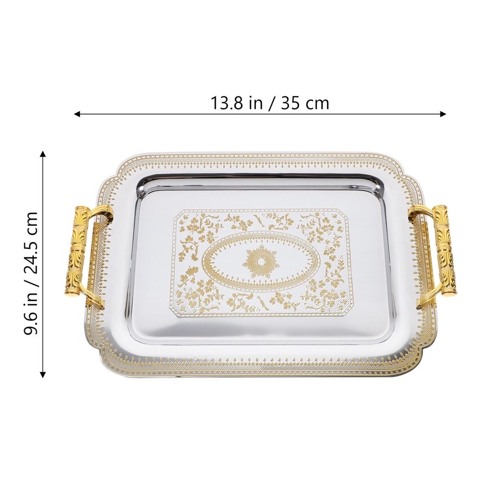 Hotel Kitchen Serving Tray, Golden Double Handle Design, and Practical