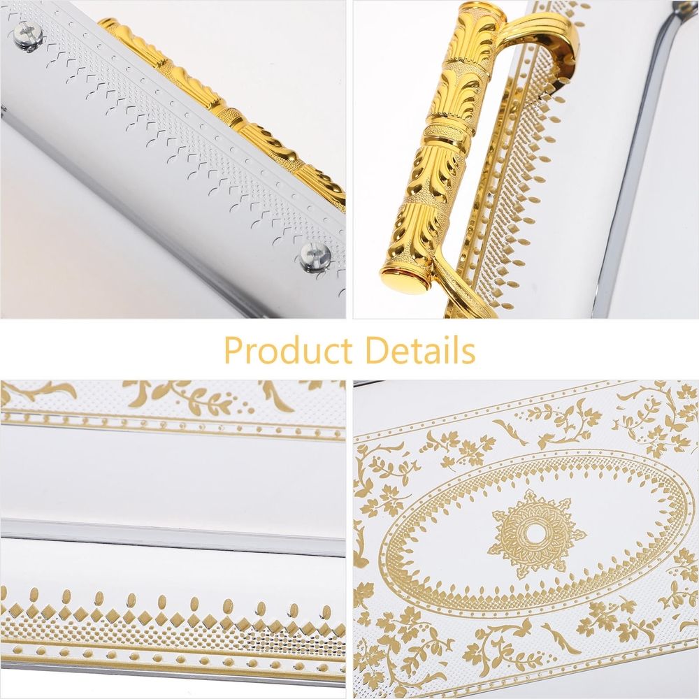 Hotel Kitchen Serving Tray, Golden Double Handle Design, and Practical